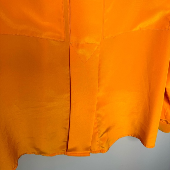 Vintage 90’s Jennifer Moore Marigold Yellow Satin Button Up Shirt Size 14W - Picture 6 of 9
